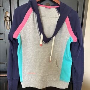 Blue and Pink Sporty Sweatshirt with Hood